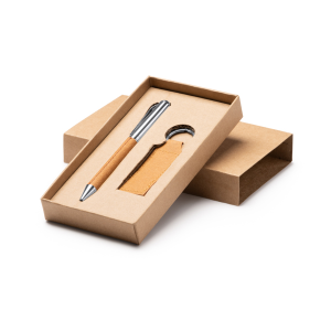 Set bolígrafo y llavero ecológico FEZ | Personaliza con logo