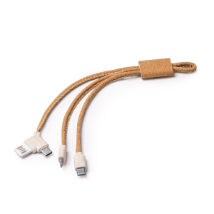 Cable cargador 4 en 1 de corcho SEVEK | Personaliza con logo