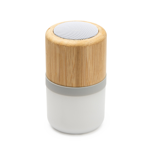 Altavoz de bambú con luz LED OZCAN | Personaliza con logo
